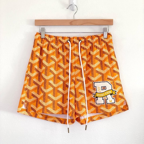 Ryoko Rain Designerr Shorts Printed Mesh R Patch Artists Athletes Orange Small - Picture 1 of 16